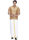 Vastramay Men's Gold Cotton Silk Blend Shirt and Dhoti Set